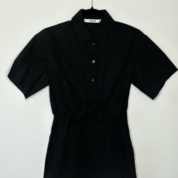 Thakoon Collared Short Sleeve Cotton Black Maxi Dress Womens Size 2 - Picture 2 of 11